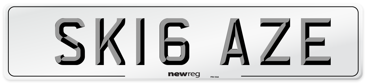 SK16 AZE Number Plate from New Reg